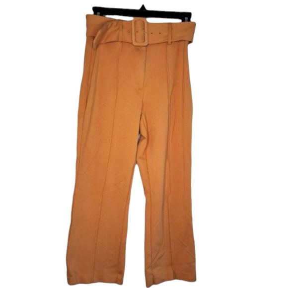 Drew Cropped Soft Belted Khaki Camel Center Seam Crops Size 2 - Picture 2 of 11